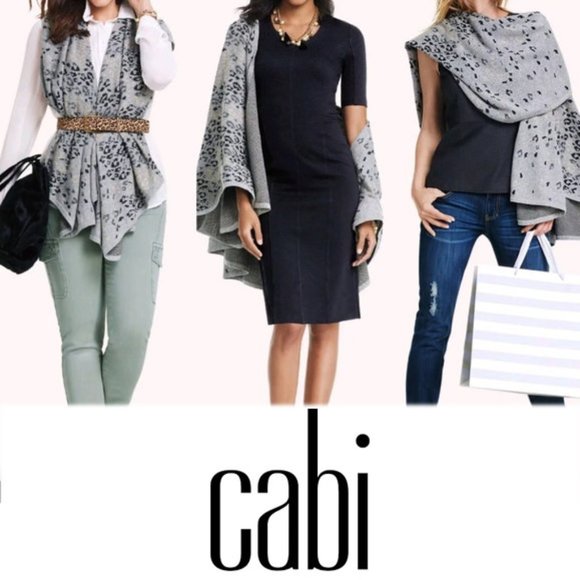 CAbi Jackets & Blazers - Cabi Gigi Cape Leopard Print #3115 Shrug Animal Print Cape Shawl Grey One Size